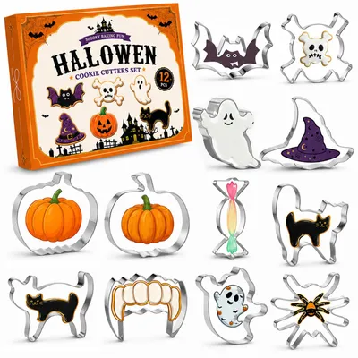 Halloween-Ausstecher Set, 12-teilig, Edelstahl, für Backen