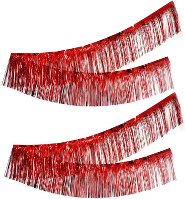 Imagen del producto de 2 cortinas rojas para lluvia de pétalos, con flecos, para decoración de ceremonias