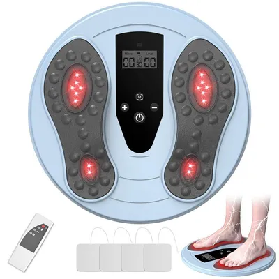 Produktbild von EMS Fußmassagegerät mit Rotlichttherapie 660+850nm, 10 Modi & 20 Stufen, TENS, wiederaufladbar, Fernbedienung – Durchblutungs-Stimulator für Beine & Füße