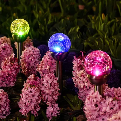 Solar-Tuinlampen 3er-Set LED Glaskugel Farbwechsel wasserdicht