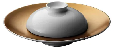 Image de Plat de présentation et bol, blanc/doré - Porcelaine - BergHOFF|Gem Line