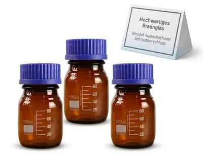 Immagine prodotto di Omgoods - Flacone da laboratorio da 100 ml - Flacone di vetro con collo largo per lo stoccaggio di sostanze chimiche