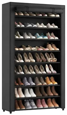 Schoenenrek XXL, 9 Lagen, bis 54 Paar, 160x100x28 cm, schwarz