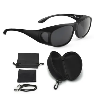 Produktbild von FALINGO Sonnenüberbrille CLASSIC EDITION polarisiert UV 400 uni inkl. Hardcase und Zubehör (Schwarz matt)
