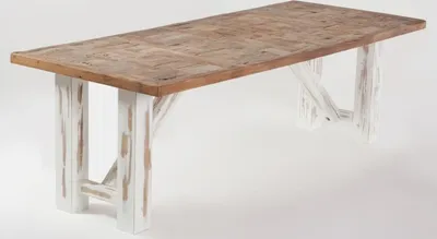 Produktbild von Casa Padrino Landhausstil Esstisch Naturfarben / Weiß - Verschiedene Größen - Rechteckiger Rustikaler Massivholz Küchentisch - Rustikale Esszimmer Möbel - Landhausstil Esszimmer Möbel