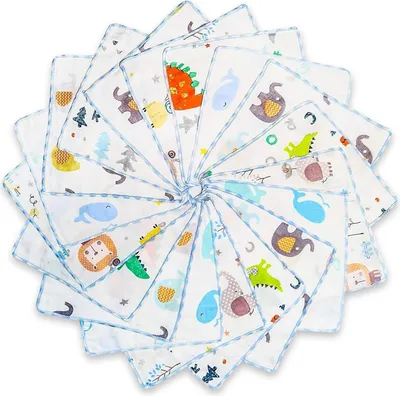 Produktbild von Omilion Musselin Baby Waschlappen 100% Baumwolle Tierwelt 18