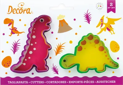 Obrázok produktu pre Vykrajovače na sušienky s dinosaurami v súprave 2 kusov, vyrobené z plastu