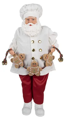 Imagen del producto de Figura decorativa navideña de Clayre & Eef, Papá Noel, 50 cm, color blanco y rojo, de plástico