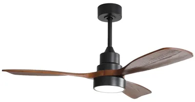 Produktbild von Deckenventilator 52" Flach ohne Licht, 3 Holzflügel, DC-Motor, leise, für niedrige Decken