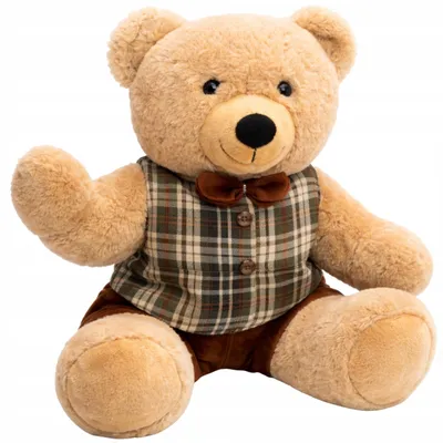 Immagine prodotto di EDIBAZZAR | Orsacchiotto di peluche mascotte, peluche, regalo, orsacchiotto con completino a quadri marroni, 30 cm