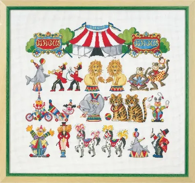Produktbild von Permin Kreuzstich Stickpackung "Circus", Zählmuster, 54x50cm, 70-8410
