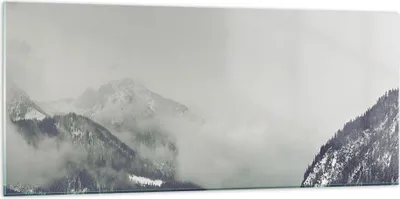 Produktbild von Bilder auf glas - Einteilig - Berge Wald Nebel - 120x50cm - Glasbilder - Wandbilder - Bilder - zum Aufhängen bereit - Wanddekoration aus Glas - Glas Bilder - Wandbild auf Glas - GAB120x50-4270