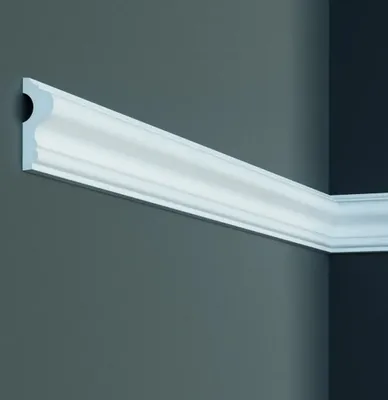 Produktbild von PROVISTON | Zierleiste | 26 x 62 x 2000 mm | Polyurethan | Weiß | Hochwertig | Stuckleiste | Modern | Robust | Langlebig | Stoßfest | 50 Meter