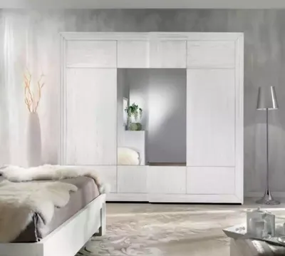 Produktbild von Kleiderschrank Weiß Schrank Holz Schlafzimmer Design Modern Möbel Neu