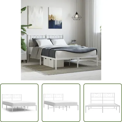 Produktbild von The Living Store Bettgestell mit Kopfteil Metall Weiß 140x200 cm
