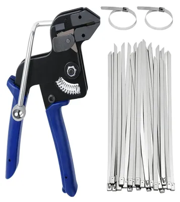Kabelbindertang-Set mit 200 Edelstahl-Kabelbindern 4,6 x 300 mm