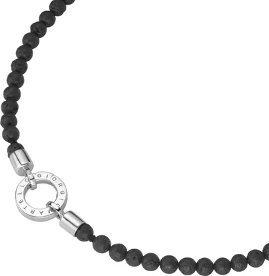 Produktbild von Kette Giorgio Martello Milano aus Lavastein-Kugeln, Silber 925 Schwarz 60 cm