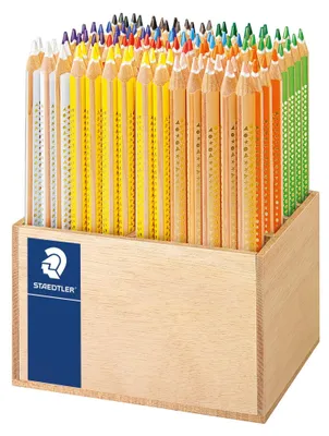 Produktbild von STAEDTLER Dreikant-Buntstift Noris Club jumbo, 112er Display dreieckig, Minenstärke: 4,0 mm, mit Minenschutzmantel (ABS), - 1 Stück (128 CA112)