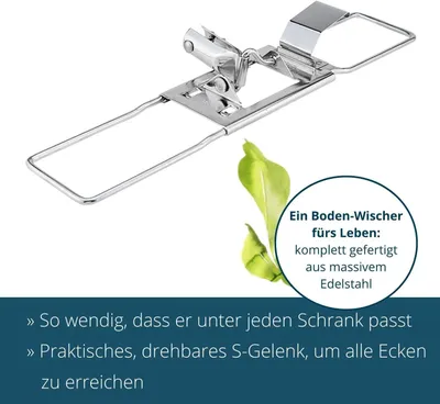 Produktbild von Ha-Ra Set Bodenexpress 42 cm aus Edelstahl mit Mach 6 Bodenfaser & 500 ml Konzentrierte Vollpflege I Universalreiniger I robuster & wendiger Wischmop