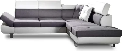 Image de Best Mobilier Lisbona - Canapé d'angle droit convertible - 5 places - avec têtières , Blanc / Gris