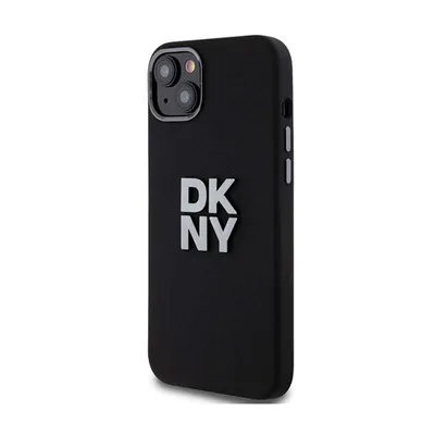 Imagen del producto de Funda DKNY de silicona líquida con logo metálico para iPhone 15 Plus / 14 Plus - Color negro