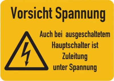 Produktbild von Dreifke® Warnschild, Zuleitung unter Spannung, Folie - ISO 7010 | Folie selbs...