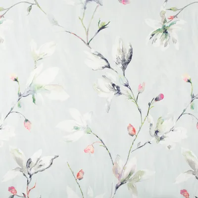 Produktbild von Dekostoff Druckstoff Strukturoptik Aquarell Blumen Blüten mint 1,50m Breite