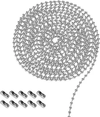Produktbild von Silberne Kugellenkette - Edelstahl - Ketten für Schlüsselanhänger - Metallhängeketten - 10 Stück Verbindungen - Bastelprojekte - Hangende Dekorationen - Hochdeckenlüftung