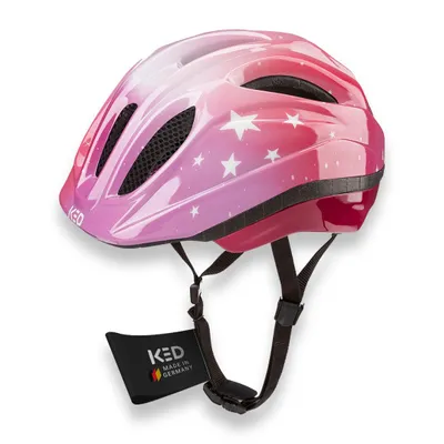 Produktbild von KED Meggy II Trend I Kinder Fahrradhelm Insektenschutznetz Integr. LED-Rücklicht maxSHELL Technologie Farbe: stars soft pink glossy Größe: 52-58 (M)