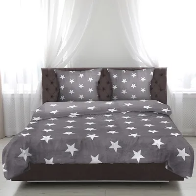 Produktbild von Ložní prádlo 2-dílné "Cashmere Touch" ( hvězdy antracit ) - Oeko-Tex - 1 povlak na přikrývku 155x200cm + 1 povlak na polštář 80x80cm zapínání na zip