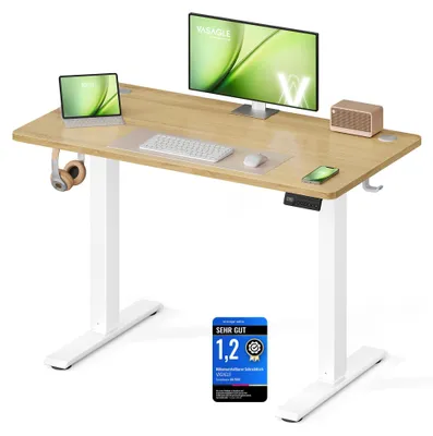 Produktbild von VASAGLE Schreibtisch Höhenverstellbar, Memory-Funktion mit 4 Höhen – Goldeichenfarben, Größe 100 x 60 cm