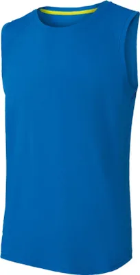 A blue sleeveless t-shirt for men.