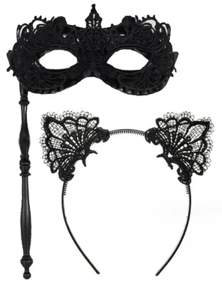 Zdjęcie produktu dla Omgoods - Maski na bal przebierańców z patyczkiem - Opaski z uszami kota - Maski na imprezy - Akcesoria na karnawał - Kostium na Halloween - Unikalny design - Maski na imprezy