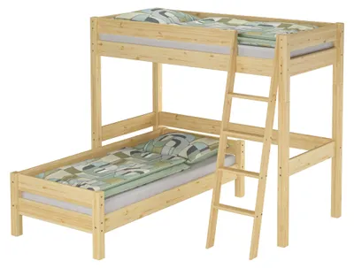 Produktbild von Hochbett für Kinder + Einzelbett 90x200 Kinderbett Stockbett Kiefer massiv V-60.20-09-2-20Zohne Zubehör