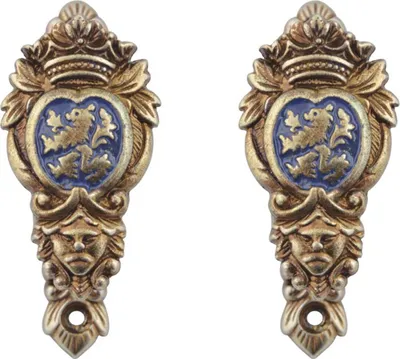 Produktbild von Wandhalter Wappen Blau-Messing 2er-Set (ausziehbar 3-5cm)