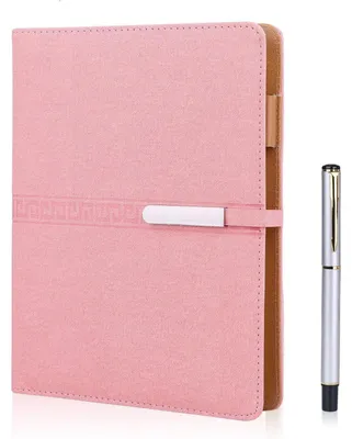 Immagine prodotto di Quaderno righe A5, con copertina rigida, ricaricabile, con portapenne, 100 fogli, color rosa