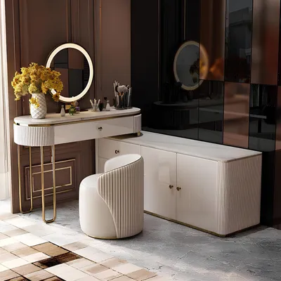 Image de Table Console moderne Miroir Commode Coiffeuse Chambre Tabouret Consoles