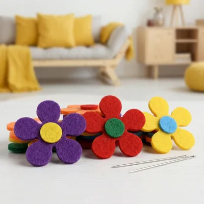 Productafbeelding van Filzbloemstickers - Zelfklevend voor knutselwerk - DIY-projecten - 200 stuks, meerkleurig