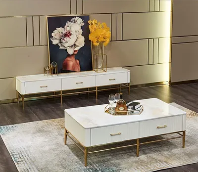 Produktbild von Couchtisch Sideboard 2tlg Wohnzimmer Möbel Tisch Lowboard Schrankwände Kommode