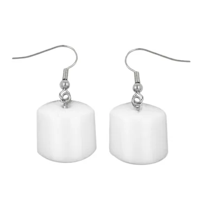 Produktbild von Ohrhaken Ohrhänger Ohrringe 37x15mm Schrägperle Kunststoff weiß-glänzend weiss 37x15mm