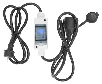Obrázek produktu pro Mobilní digitální elektroměr IP65, vodotěsný přenosný monitor spotřeby s LCD displejem, 16 A