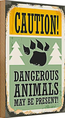 Produktbild von Holzschild Retro 20x30cm Caution dangerous animals