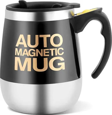 Obrázek produktu pro Elektrický hrnek z nerezové oceli s magnetickým mícháním kávy černý