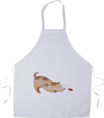 Produktbild von Mr. & Mrs. Panda Küchenschürze Hund Marienkäfer - Weiß - Geschenk, Gastro-Schürze, Mischlinghund, Barista Schürze, Neugierig, Küchenzubehör, Sprüche, Kellner-Schürze