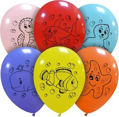 Produktbild von 6 bunte Luftballons Meerestiere Mix 30cm