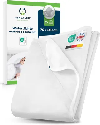 Productafbeelding van Matrasbeschermer 70x140 cm, set van 2, waterdicht, wasbaar tot 95 °C, voor peuterbed
