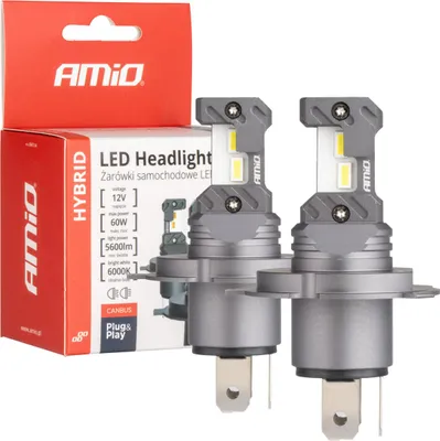 Obrázok produktu pre LED hybridné autožiarovky H4 H19 Canbus 6000K 60W AMIO-04114 Osvetlenie vozidla