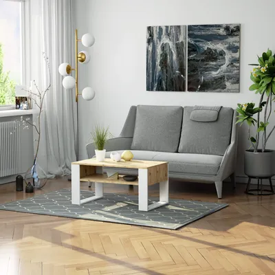 Immagine prodotto di Tavolino funzionale DOMI da 92 cm con ripiano, in stile moderno