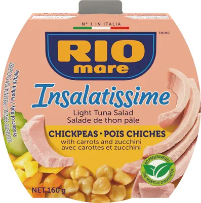 Produktbild von Rio Mare Insalatissime Ceci Thunfischsalat Kichererbsen mit Zucchini und Karotten Fertiggerichte 160g