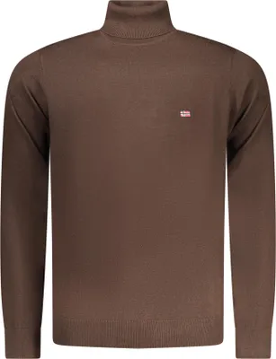 Produktbild von Herren Langarmshirt Braun mit Rollkragen & Stickerei - Norwegen 1963